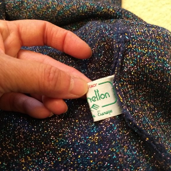 vintage 80s Benetton sleeveless metallic knit sweater dress NWOT - Picture 8 of 12